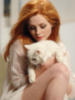 Схема вышивки «Девушка с белым котом»
