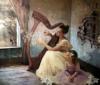 Схема вышивки «Девушка играющая на арфе»