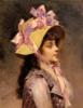 Схема вышивки «Портрет женщины с розовыми лент»
