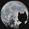Схема вышивки «Лунный котик Подушка и картинка»
