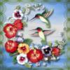 Схема вышивки «Подушка Колибри и цветы»