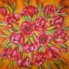 Схема вышивки «Подушка Огненные тюльпаны»