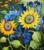 Схема вышивки «Подсолнухи и синие цветы»