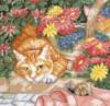 Схема вышивки «Кошка в цветочках»