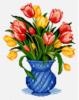 Схема вышивки «Тюльпаны в голубой вазе»