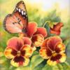 Подушка "цветы и бабочка": оригинал