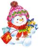 Схема вышивки «Снеговик  с подарками»
