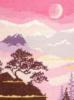 Схема вышивки «Триптих Розовый пейзаж- центр»