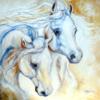 Схема вышивки «Подушка Две белых лошади»
