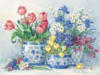 Цветы в голубых вазах: оригинал