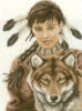 Индейская девушка с волком: оригинал