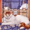 Схема вышивки «Подушка "Кот на окне"»