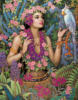 Схема вышивки «Девушка в цветах с попугаем»