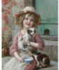 Схема вышивки «Девочка с котенком и щенком»