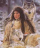 Схема вышивки «Индейская девушка и волки»