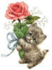 Схема вышивки «Котеночек и цветок»