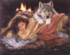 Схема вышивки «Индейская девушка и волк»
