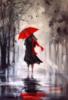 Красный зонт в живописи..: оригинал