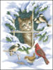 Схема вышивки «Кот и птички»