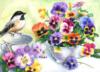 Схема вышивки «Joyful Pansies and Bird»