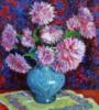 Схема вышивки «Хризантемы в голубой вазе»