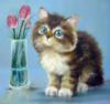 Схема вышивки «Котёнок и тюльпаны»