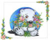 Схема вышивки «Белый медвежонок и цветы»