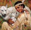 Схема вышивки «Индейская девушка с волчёнком»