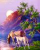 Схема вышивки «Пейзаж с лошадками на водопое»