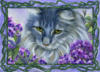 Схема вышивки «Цветы и кошка»
