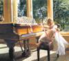 Схема вышивки «Девочка с паунтами у рояля»