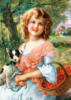 Схема вышивки «Девочка с вишней и щенок»