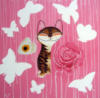 Подушка кошка, бабочки и роза: оригинал