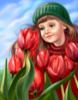 Схема вышивки «Девочка с тюльпанами»