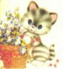 Схема вышивки «Котёнок с цветами»
