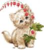 Схема вышивки «Котёнок с цветком»