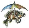 Схема вышивки «Рыбка с зонтиком в детскую»