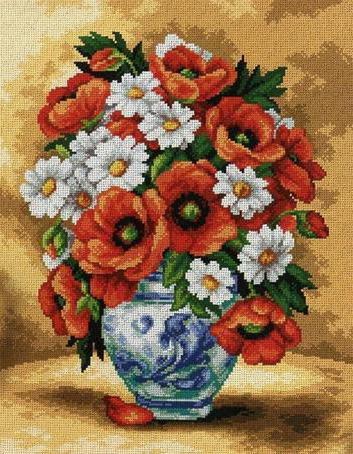 Схема вышивки ромашки и маки фото 478