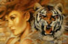 Схема вышивки «Девушка и тигр *»