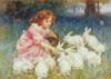Схема вышивки «Девочка с кроликами»