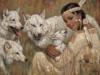 Схема вышивки «Девушка и белые волки»