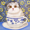 Схема вышивки «Котёнок в чашечке»
