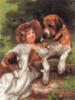 Схема вышивки «Девочка с собаками»