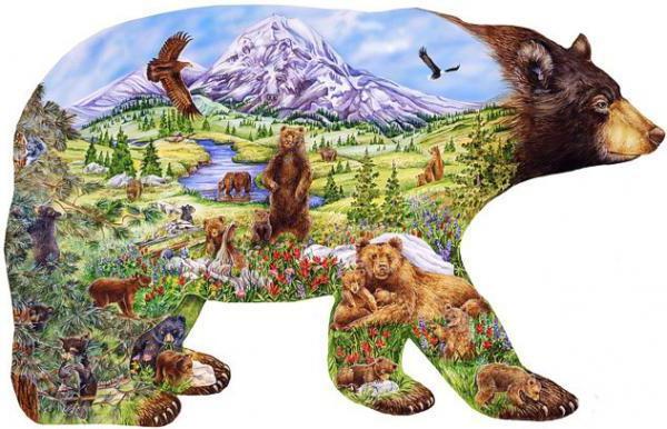 Картинка в картинке(медведь), животные, сказка