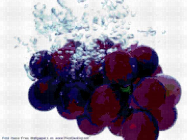 Виноград в воде, фрукты