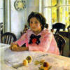 Схема вышивки «Серов-Девочка с персиками»