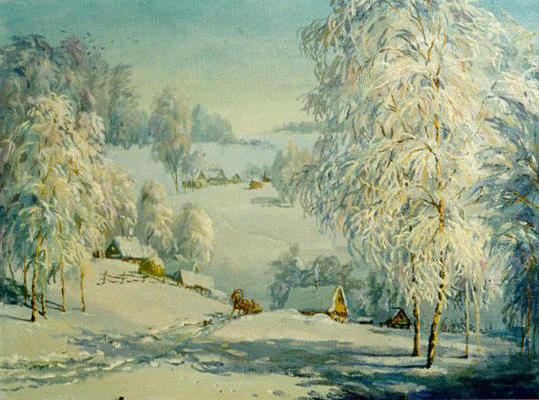 Ямбушев, картины художников, пейзаж, зима