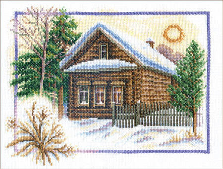 Зима в деревне, картина