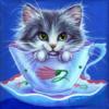 Схема вышивки «Котёнок в чашке»