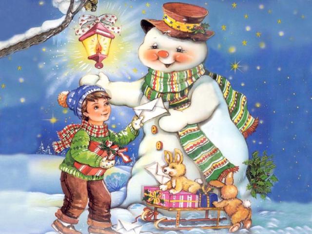 Снеговик, новый год, письмо, дед мороз, санта, праздник